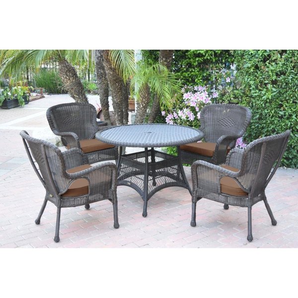Propation 5 Piece Windsor Espresso Wicker Dining Set with Brown Cushion PR1081491